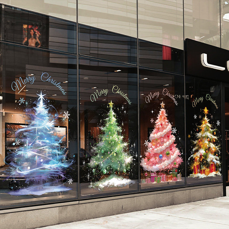 圣诞树窗贴商场女装店铺橱窗场景节日氛围装饰布置玻璃门贴纸美陈,家居饰品,软装墙贴,淘宝优惠券,粉丝福利购,淘宝优惠卷