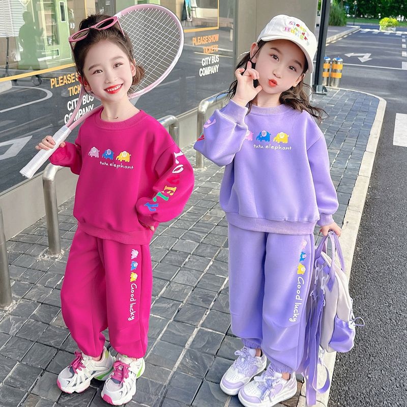 女童春秋套装女宝宝秋季新款洋气儿童休闲卫衣小女孩冬装两件套