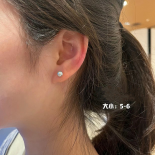 天然海水真多麻耳钉极光akoya银灰蓝色18k金耳环简约高级感小点位