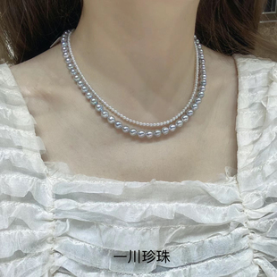 日本海水AKOYA双层珍珠项链真多麻与天女级叠戴女颈饰高级感百搭