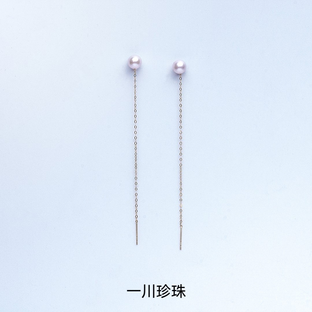 日本akoya海水珍珠耳线18k金长款正圆极光修饰脸型多种戴法耳环