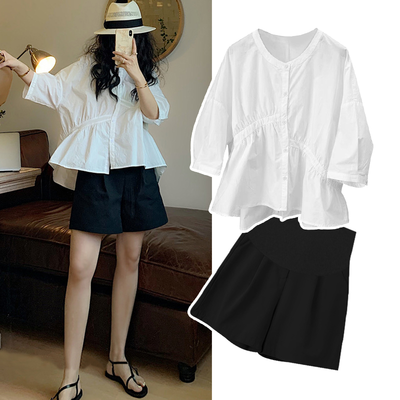 孕妇夏装套装宽松白色短袖上衣休闲短裤两件套韩版孕妇连衣裙夏季|ruв категории Всё для беременных и кормящих, материнство, костюм - от Buy2taobao.com для оказания профессиональной услуги покупки агента Taobao