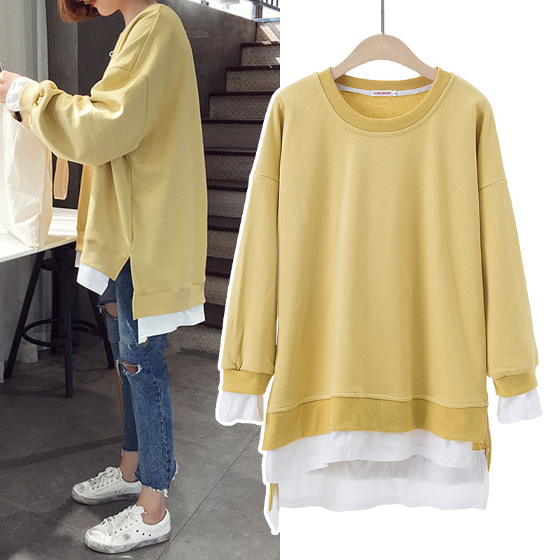 孕妇装春秋装上衣 宽松套头孕妇卫衣中长款春秋薄款 纯棉潮妈秋装