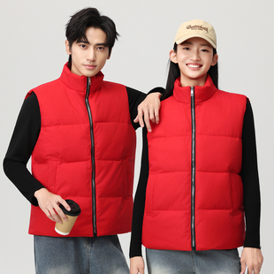 冬季羽绒棉马甲女定制logo超市工作服户外志愿者活动立领防寒坎肩