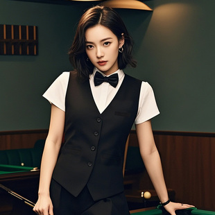酒吧KTV会所服务员工作服马甲定制斯洛克台球比赛服装背心印LOGO