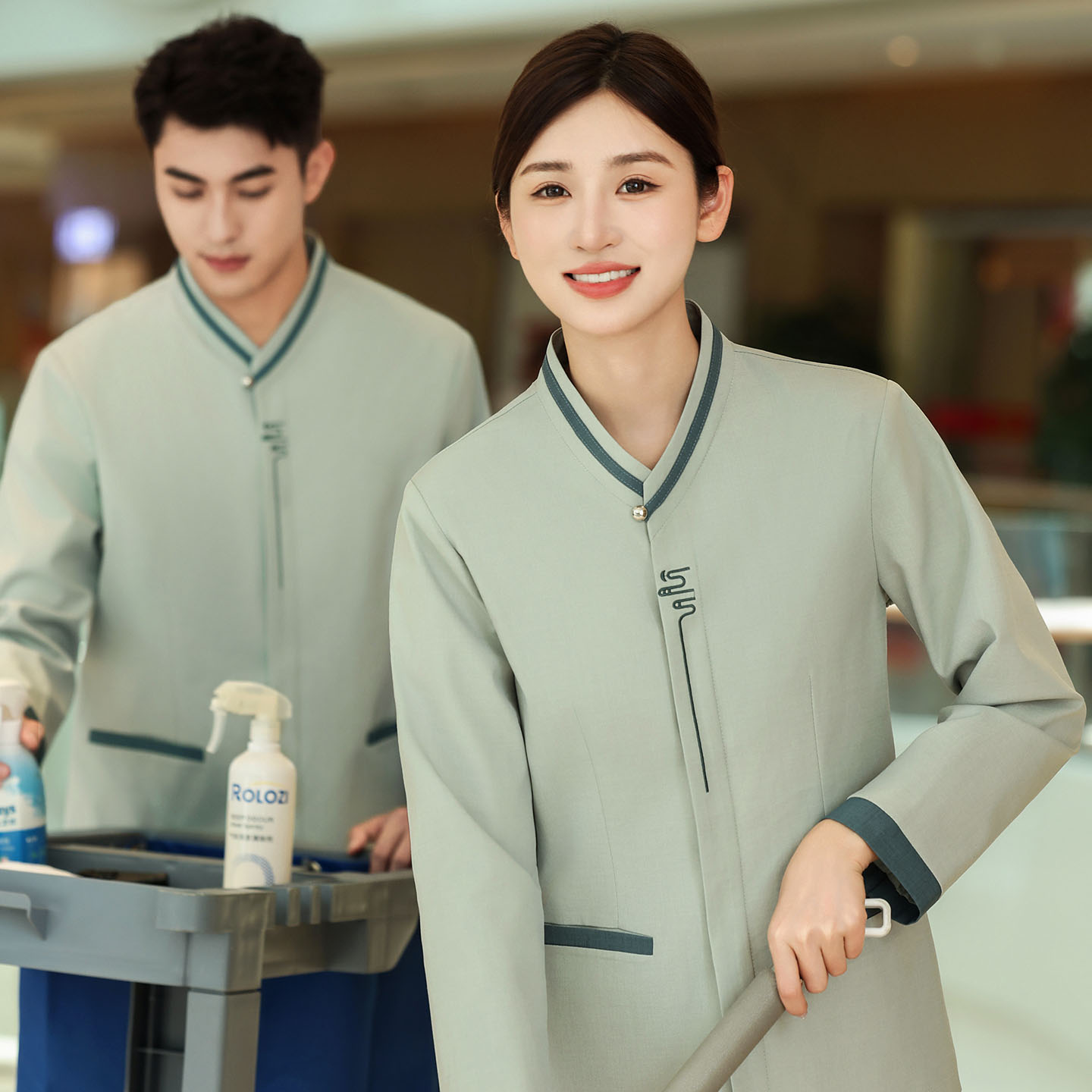 大码保洁工作服长袖酒店餐厅学校食堂清洁打扫卫生阿姨保洁员制服