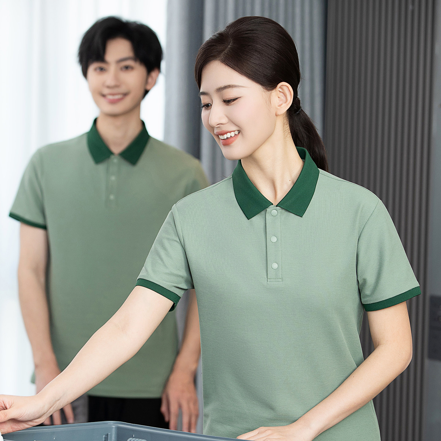 家政物业保洁工作服夏装大码食堂饭店餐厅清洁工阿姨打扫卫生t恤