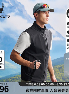 SPYDER蜘蛛春夏男HIKING抗菌登山尼休闲立领拉链马甲背心25CS167M