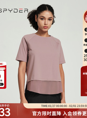 SPYDER蜘蛛春夏女TRAINING纯色凉感圆领短袖T恤运动上衣24CS410W