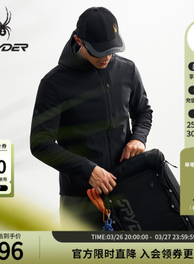 SPYDER蜘蛛秋冬男子舒适防寒保暖针织连帽软壳夹克外套25MF111M