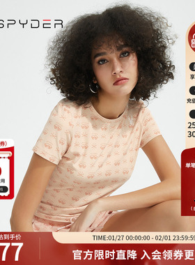 SPYDER蜘蛛春夏女子356 STYLE不规则滑雪元素短袖圆领T恤22CS456W