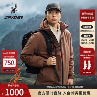 SPYDER蜘蛛秋冬男子防风防水耐磨短款 3L连帽棉服运动外套25EF247M