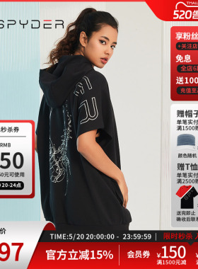 SPYDER蜘蛛女子连帽宽松大logo印花356 STYLE卫衣裙23CS314W