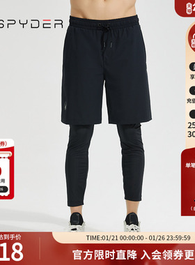 SPYDER蜘蛛秋冬男TRAINING假两件凉爽舒适拼接透气裤子22CF535M