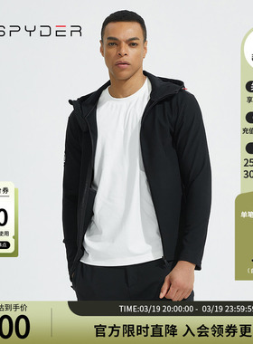 SPYDER蜘蛛春夏男子TRAINING保暖弹力素色运动连帽夹克23ES101M