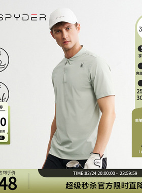 SPYDER蜘蛛夏季男子TRAINING轻薄透气运动短袖T恤POLO衫24CS441M