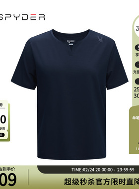 SPYDER蜘蛛春夏女子TRAINING透气休闲运动纯色短袖V领T恤24MS450W