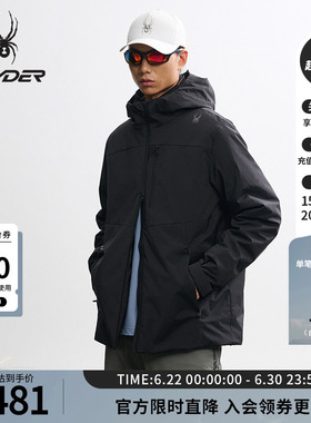 SPYDER蜘蛛秋冬男士防风防泼水透湿连帽棉服运动保暖外套25MF247M