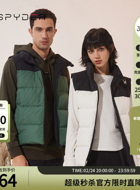 SPYDER新品男子SKI LIFE羽绒背心户外保暖外套23EF223M