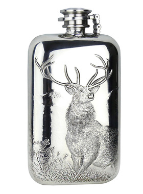 Sheffield Pewter英国进口锡酒壶 雄鹿双铰链 便携随身复古英伦