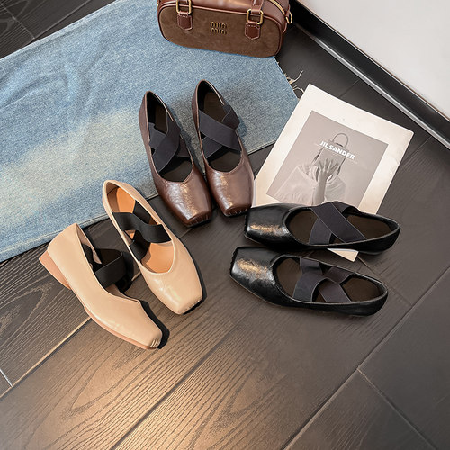 一三良品可搭配裙子复古低跟浅口玛丽珍小码34单鞋夏粗跟芭蕾舞鞋