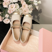 小香风拼色玛丽珍浅色小皮鞋 小个子内增高6cm小码 3334浅口单鞋 女