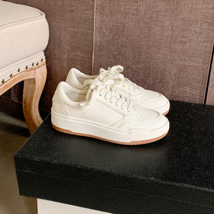 百搭板鞋 女系带运动德训鞋 34小白鞋 一三良品秋冬真皮厚底4cm小码