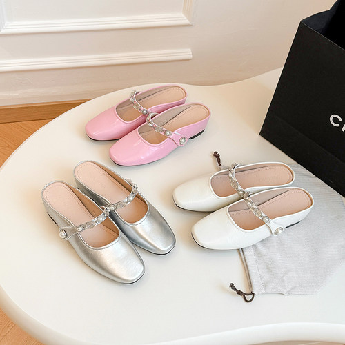 一三良品夏季包头链条拖可外穿2025新款内增高小码34温柔风单鞋女