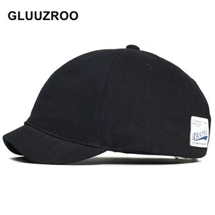 帽子短帽檐3cm男士男款软顶日系复古短沿鸭舌帽男潮牌雅痞棒球帽