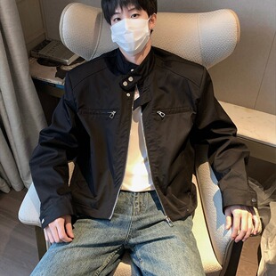 小众美式 高街潮牌vibe风机车夹克 机能外套男春秋款 高级感垫肩短款