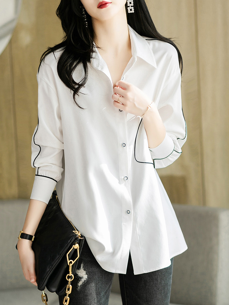 LILY MOST真丝衬衫女大码2023年春秋新款法式设计感高端白色上衣