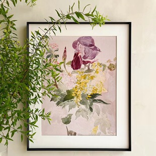 《春日漫想》北欧风格植物花卉现代客厅背景墙挂画简约卧室玄关画