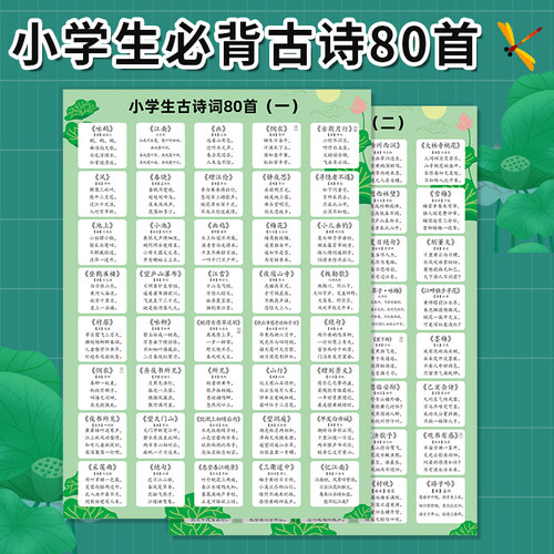 80小学生必背古诗词大全挂图