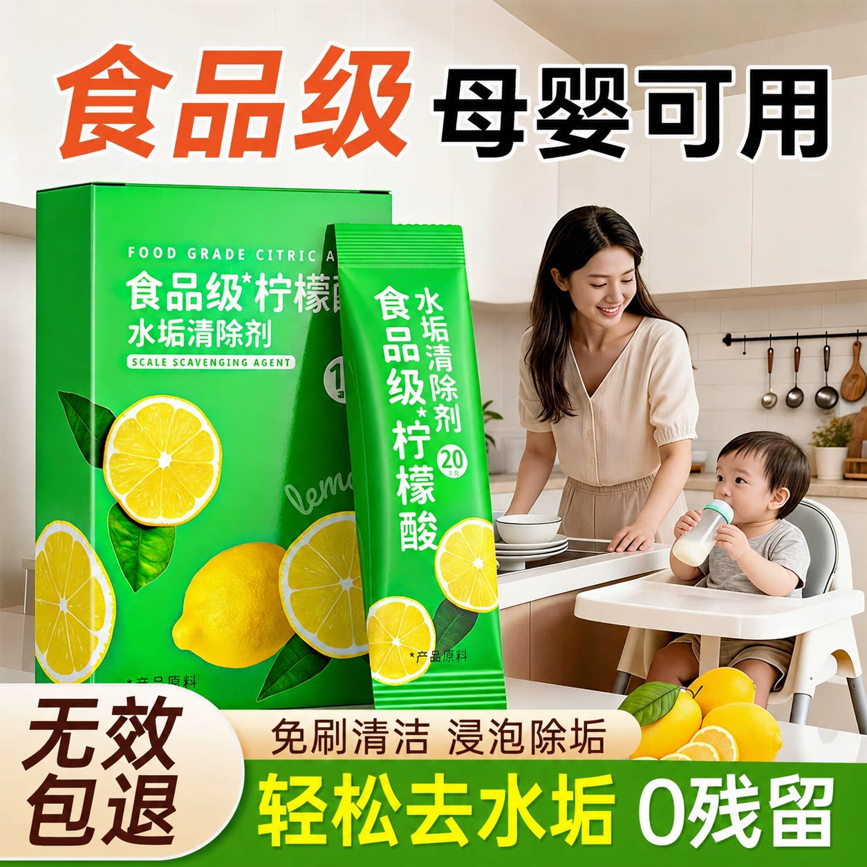 兰家婴儿柠檬酸除垢剂食品级电热水壶祛除水垢清洁剂水杯家用清洁