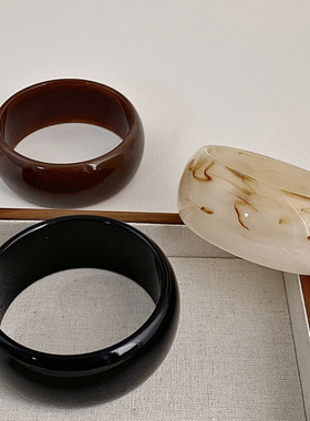 时尚百搭树脂手环人造黑玉髓中宽