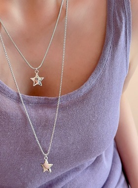 精致双层五角星项链女时尚百搭气质高级感毛衣链小众个性颈链配饰