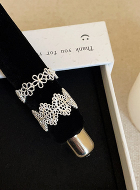小众高级感缕空蕾丝边花朵开口戒