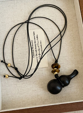 文艺复古木质葫芦黑绳抽拉项链女简约个性百搭潮流时尚颈链毛衣链