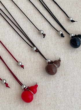 复古金属滴油葫芦吊坠毛衣链项链女时尚简约设计感长款颈链配饰品