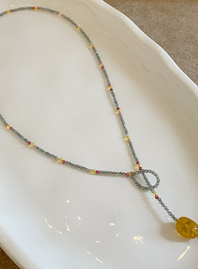 复古民族风天然石串珠项链女轻奢