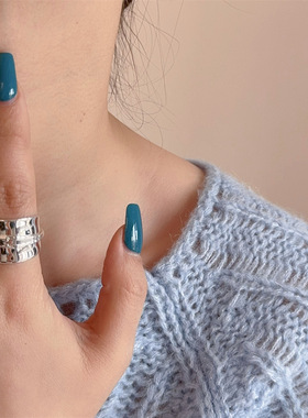 欧美个性设计感几何字母金属开口