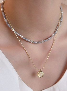 天然石串珠叠戴项链女款2025新款