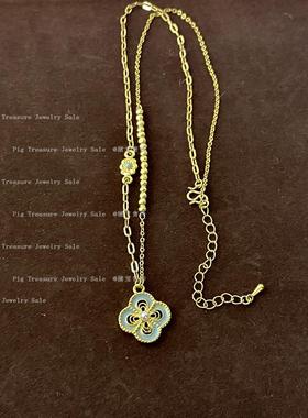 新中式金锁花朵吊坠项链女轻奢高级感优雅时尚通勤百搭颈链毛衣链