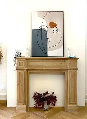 美式复古壁炉架定制做旧原木色装饰柜客厅玄关法式白色柜田园民宿