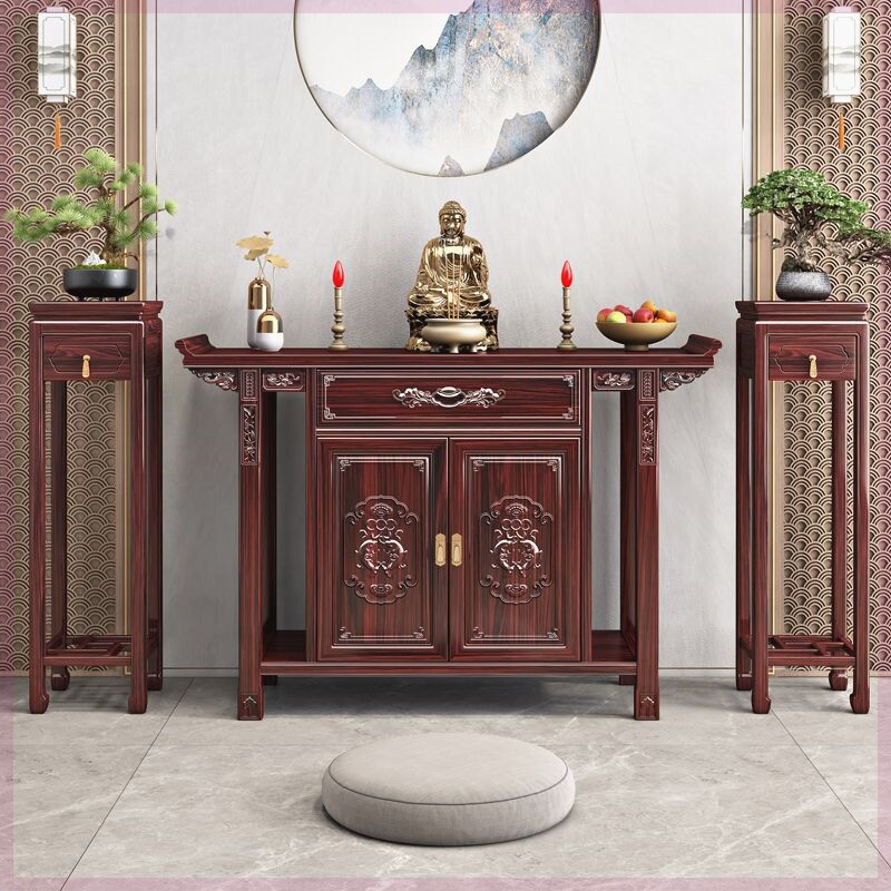 新中式红酸枝木实木玄关台花架组合玄关柜子家用红木置物柜储物柜