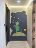 儿童家用磁性双层黑板墙贴卖萌熊涂鸦家用黑板墙贴可擦写白板磁力