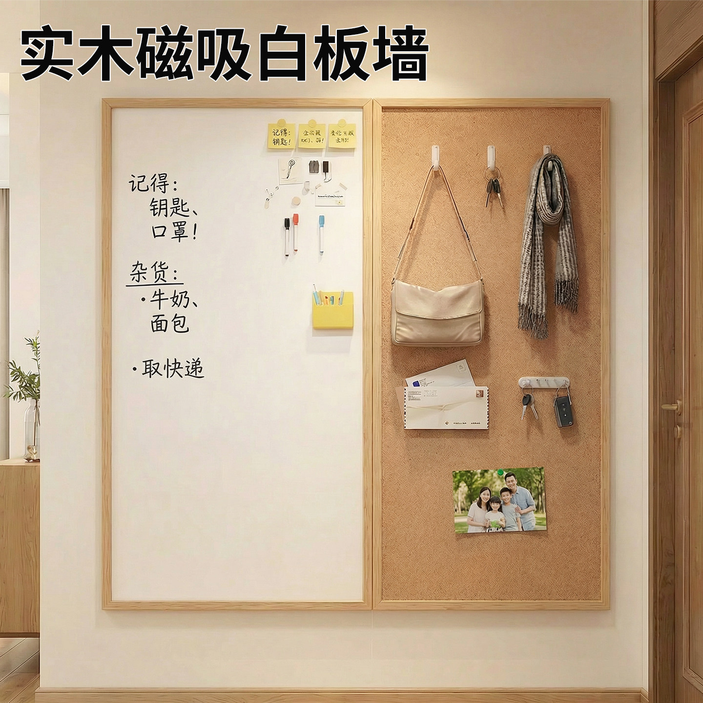 实木磁吸珐琅白板【原木风】