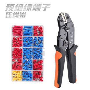 SN-02C棘轮压线钳预绝缘端子SV/RV冷压端子电工电线接头接线套装