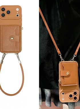 美拉德棕英伦风卡包适用vivoY500i手机壳T3x皮手绳y35y37m高级2026新款y91y93斜跨绳y200GT软z6z5闺蜜nex外壳