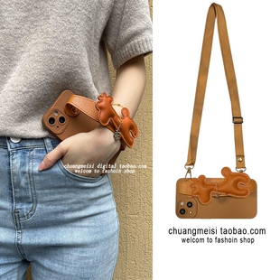 长颈鹿腕带适用于三星s22ultra手机壳Galaxy斜挎挂绳s21fe高级感s10e新款 小众s9卡通U软5G套 女s20plus全包s8